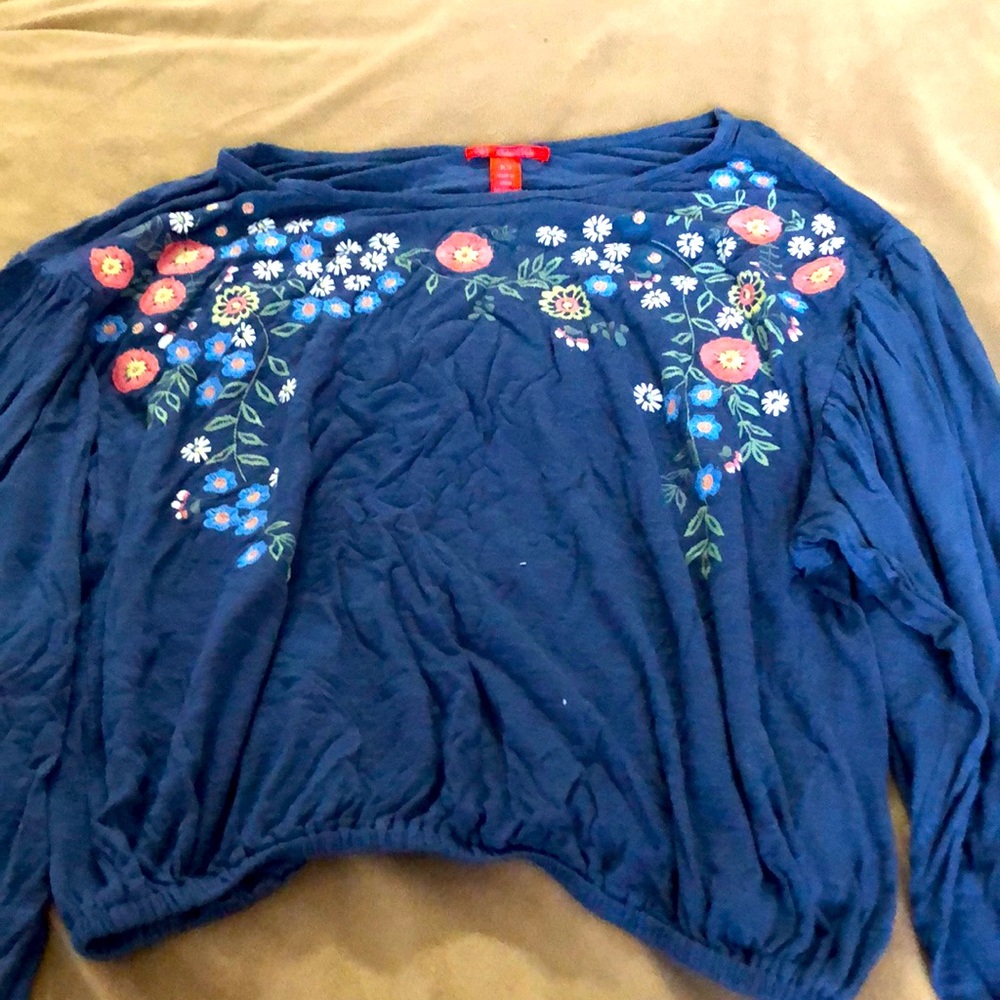 Blue Flower Crop Top